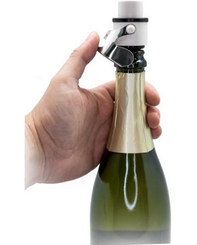 Метална тапа за шампанско с помпа 2 в 1 Vin Bouquet - Бяла - 4
